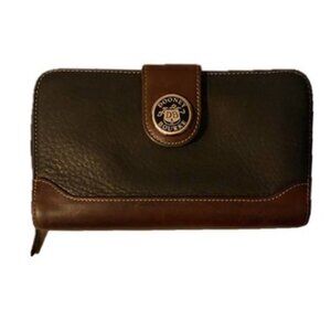 Dooney & Bourke Black Brown Organizer Clutch Wallet Vintage Y2K EC